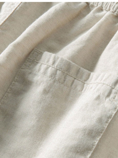 Hugo - Ensemble en Lin 2 Pièces Homme Chemise Manches Courtes et Pantalon Décontracté
