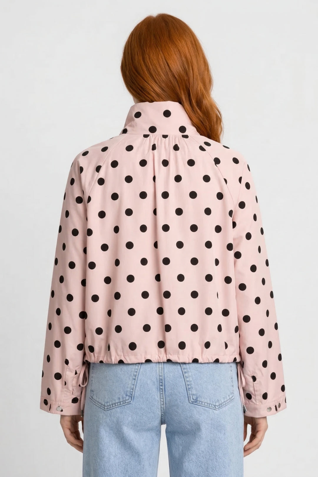 Imperméable Femme - Courte Veste à Pois avec Col Noué