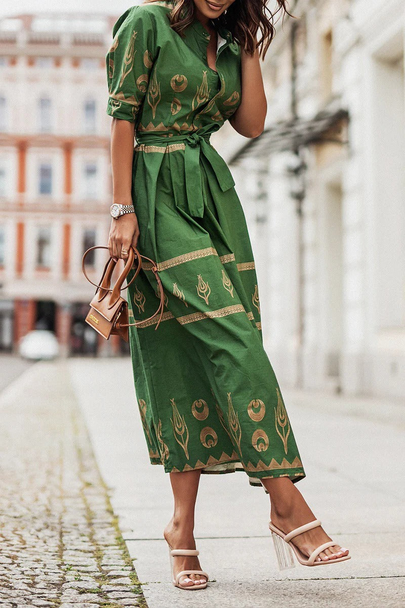 Inès - Robe Longue Bohème Femme avec Ceinture et Broderies Ethniques