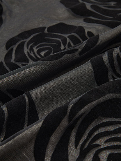 Inès - Robe Mariage Invitée Maxi Femme Élégante avec Épaule Asymétrique et Appliqués Floraux