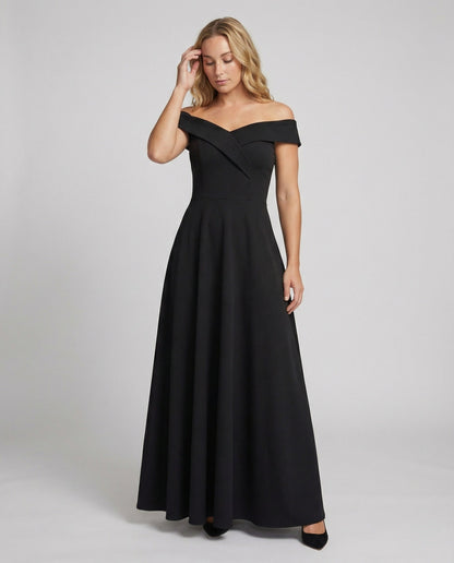 Isabelle - Robe Invitée Mariage Femme Maxi Épaules Dénudées Ligne A et Col Bardot Élégante