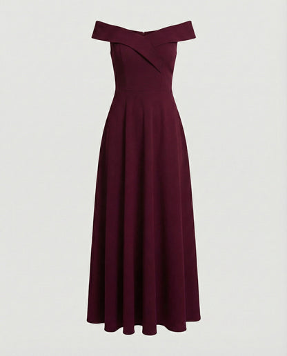 Isabelle - Robe Invitée Mariage Femme Maxi Épaules Dénudées Ligne A et Col Bardot Élégante