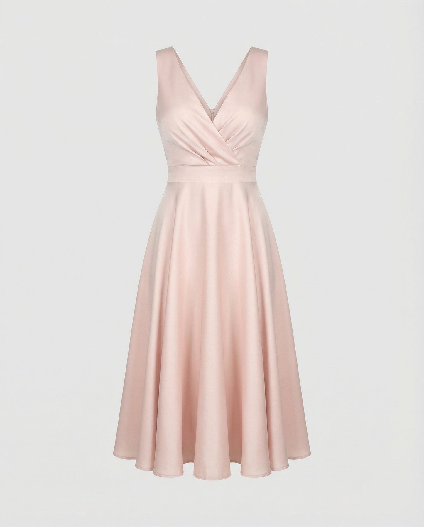 Jade - Robe Invitée Mariage Femme Élégante à Col V Croisé avec Jupe Évasée et Taille Haute