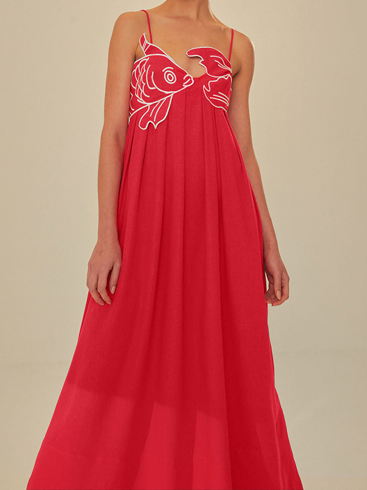 Jade - Robe Longue Bohème Femme avec Bretelles et Broderie Florale