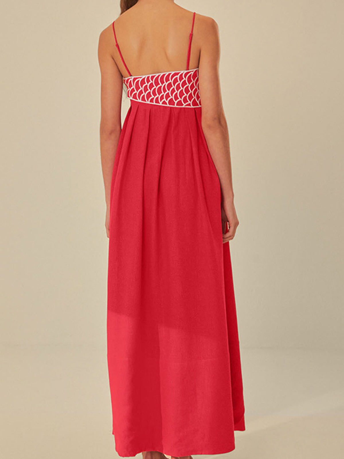 Jade - Robe Longue Bohème Femme avec Bretelles et Broderie Florale