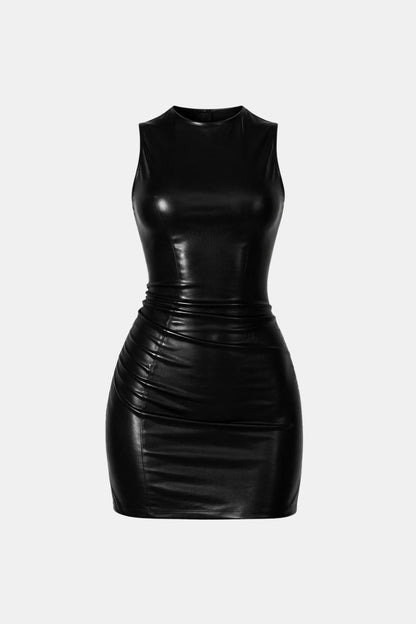 Jade - Robe de Soirée Femme Sexy Moulante sans Manches avec Col Montant