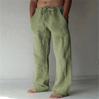 Maxime - Pantalon en Lin Homme Bohème avec Coupe Large et Taille à Cordon