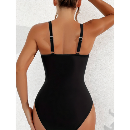 Juliette - Maillot de Bain Une Pièce Femme Élégant avec Col V et Taille Haute Froncée