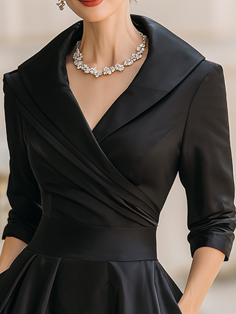 Juliette - Robe Invitée Mariage Femme Vintage Évasée col Croisé et Poches