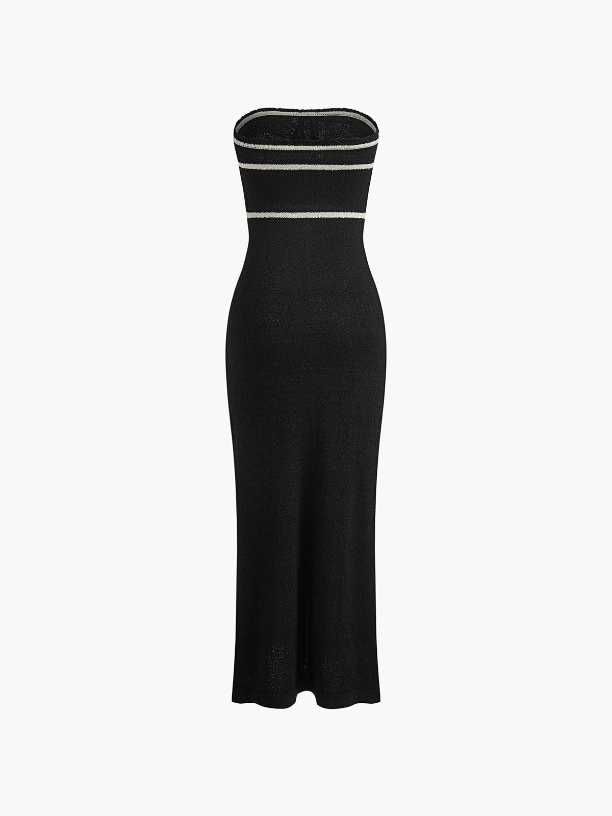 Juliette - Robe Mariage Invitée Midi Femme Chic avec Bustier Bandeau et Liseré Contrasté