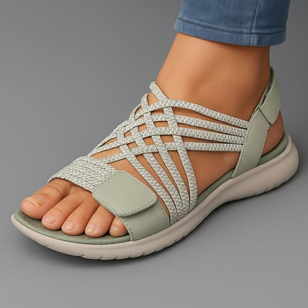 Juliette - Sandales Orthopédiques Femme Décontractées à Lanières Élastiques Croisées et Semelle Sport