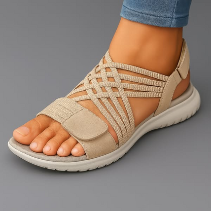 Juliette - Sandales Orthopédiques Femme Décontractées à Lanières Élastiques Croisées et Semelle Sport