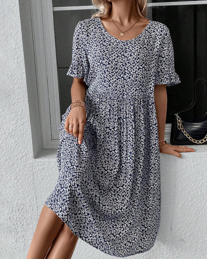Léa - Robe Invitée Mariage Femme Bohème à Imprimé Fleuri et Coupe Évasée
