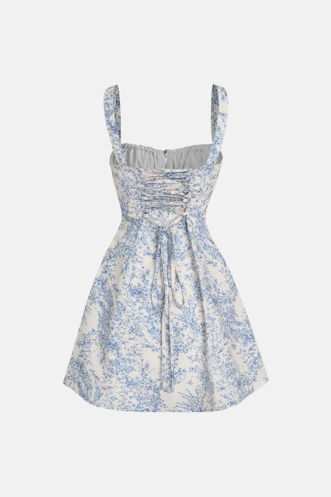 Léa - Robe d'Été Femme Romantique Fleurie avec Bretelles Larges et Col Carré