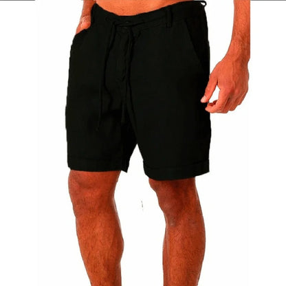 Julien - Short en Lin Homme Casual avec Cordon de Serrage et Revers