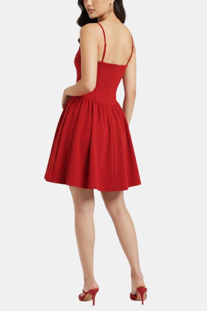 Lola - Robe Corset Femme Élégante Évasée avec Fines Bretelles et Laçage Frontal