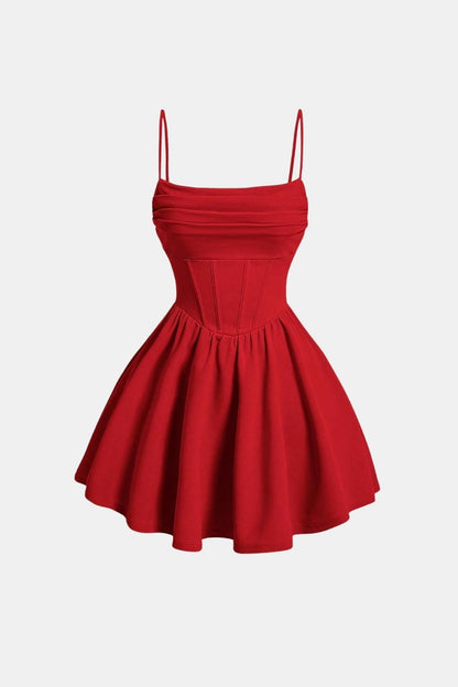 Lola - Robe Corset Femme Élégante Évasée avec Fines Bretelles et Laçage Frontal