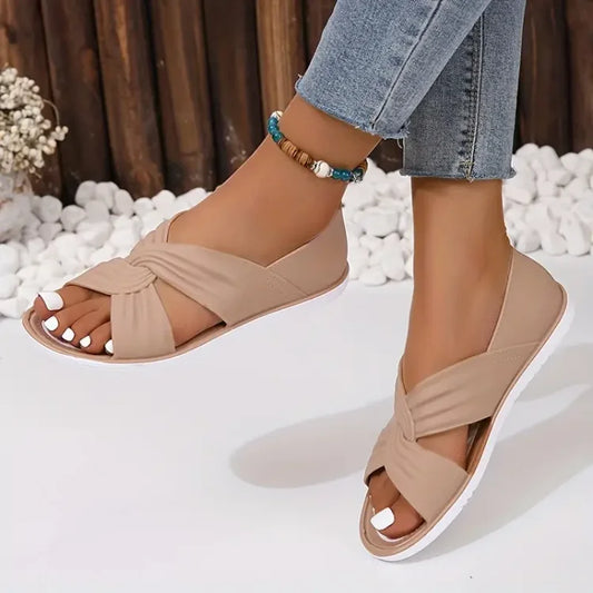 Lola - Sandales Orthopédiques Femme Décontractées à Brides Croisées Torsadées et Semelle Légère