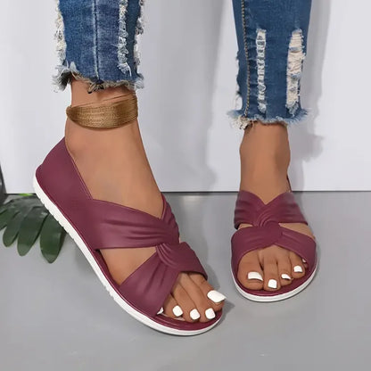 Lola - Sandales Orthopédiques Femme Décontractées à Brides Croisées Torsadées et Semelle Légère