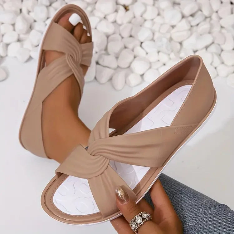 Lola - Sandales Orthopédiques Femme Décontractées à Brides Croisées Torsadées et Semelle Légère