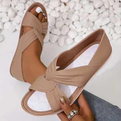 Lola - Sandales Orthopédiques Femme Décontractées à Brides Croisées Torsadées et Semelle Légère