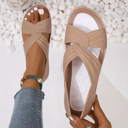 Lola - Sandales Orthopédiques Femme Décontractées à Brides Croisées Torsadées et Semelle Légère