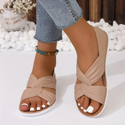 Lola - Sandales Orthopédiques Femme Décontractées à Brides Croisées Torsadées et Semelle Légère