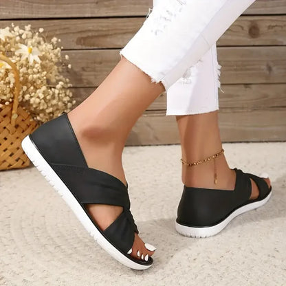 Lola - Sandales Orthopédiques Femme Décontractées à Brides Croisées Torsadées et Semelle Légère