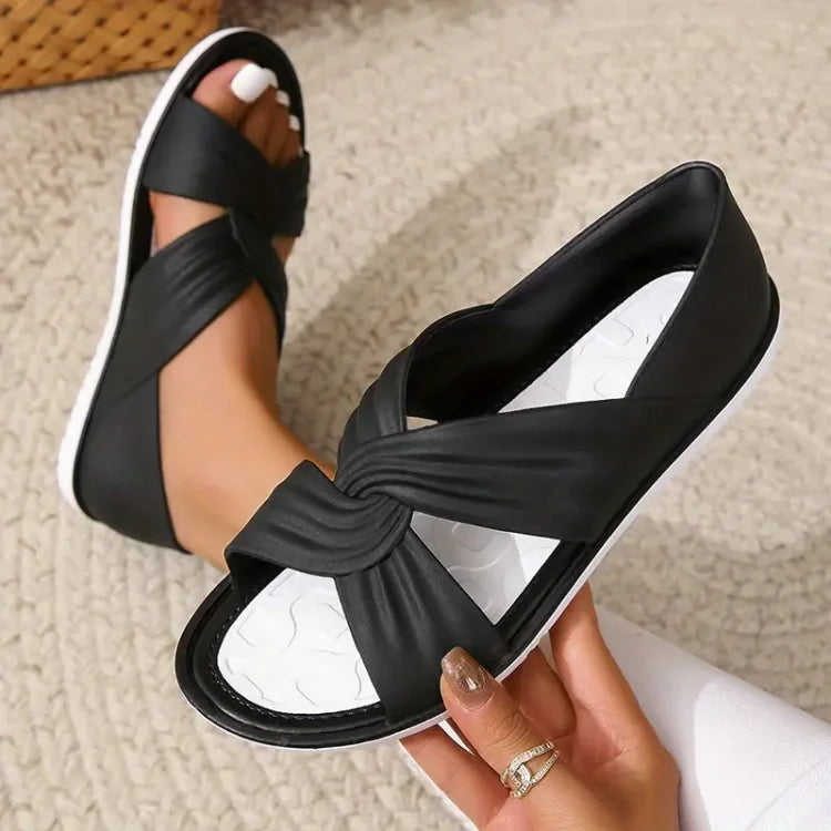 Lola - Sandales Orthopédiques Femme Décontractées à Brides Croisées Torsadées et Semelle Légère