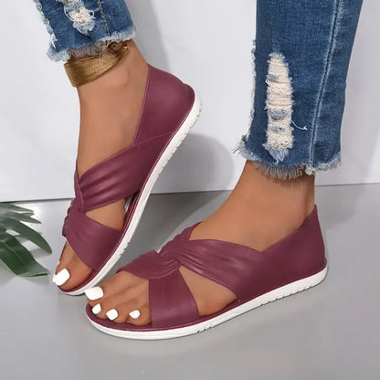 Lola - Sandales Orthopédiques Femme Décontractées à Brides Croisées Torsadées et Semelle Légère