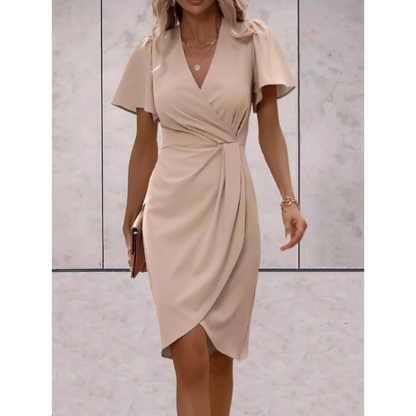 Louise - Robe Invitée Mariage Femme Chic Portefeuille Col V et Manches Papillon