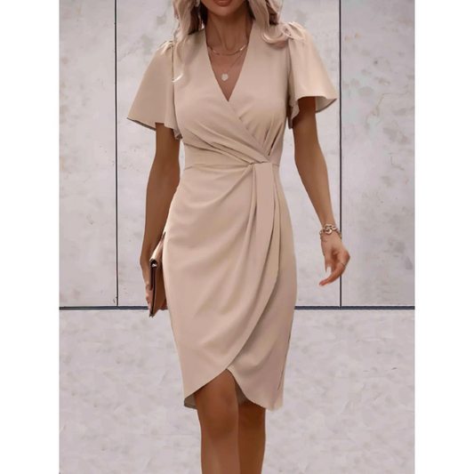Louise - Robe Invitée Mariage Femme Chic Portefeuille Col V et Manches Papillon