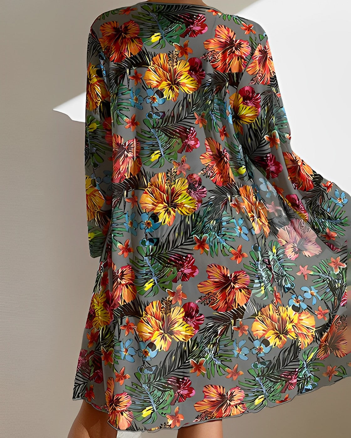 Manon - Ensemble Maillot de Bain Femme Trois Pièces Tendance avec Kimono Fleuri
