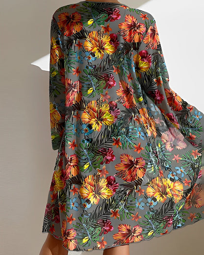 Manon - Ensemble Maillot de Bain Femme Trois Pièces Tendance avec Kimono Fleuri