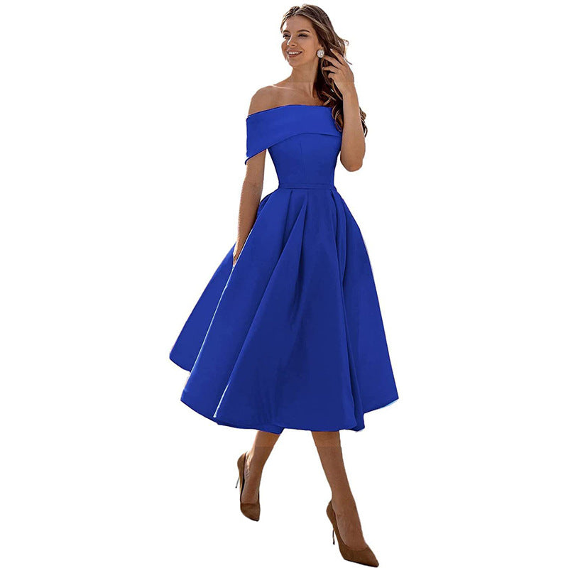 Manon - Robe Invitée Mariage Femme Glamour Épaules Dénudées et Jupe Évasée