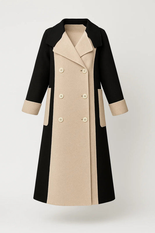 Manteau Bicolore Chic | Manteau long à double boutonnage | Léger et Respirant