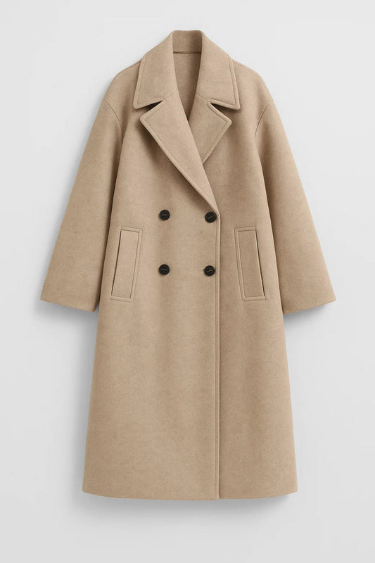 Manteau Long Femme | Manteau Croisé à Boutons | Élégant et Intemporel