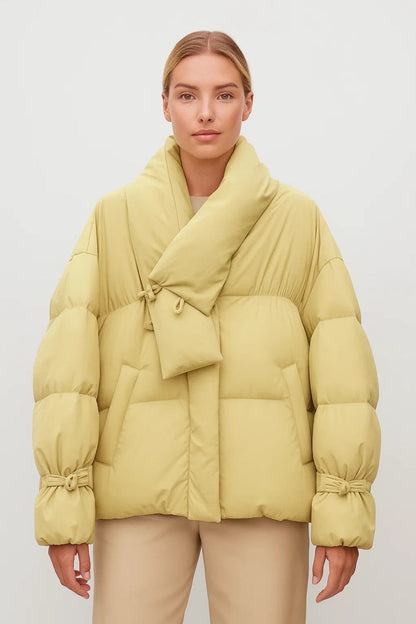 Manteau Matelassé Femme | Doudoune Courte avec Col Drapé | Léger et Respirant