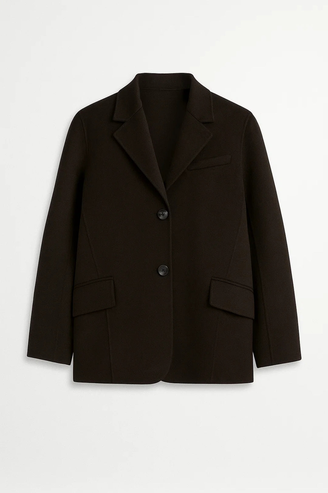 Manteau Simple‑Boutonné Femme | Laine Mélangée | Col Classique