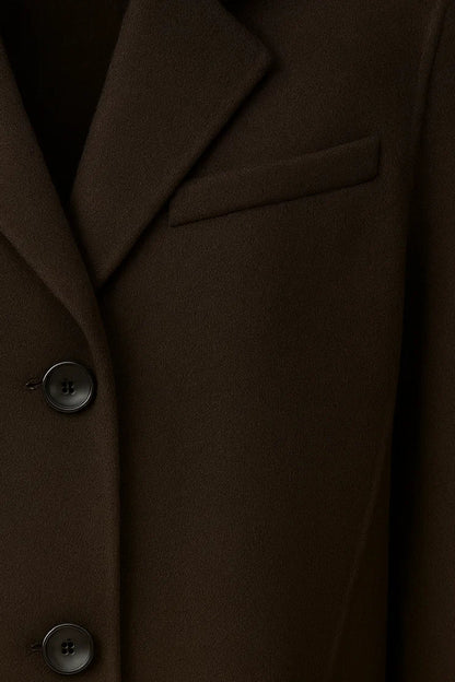 Manteau Simple‑Boutonné Femme | Laine Mélangée | Col Classique