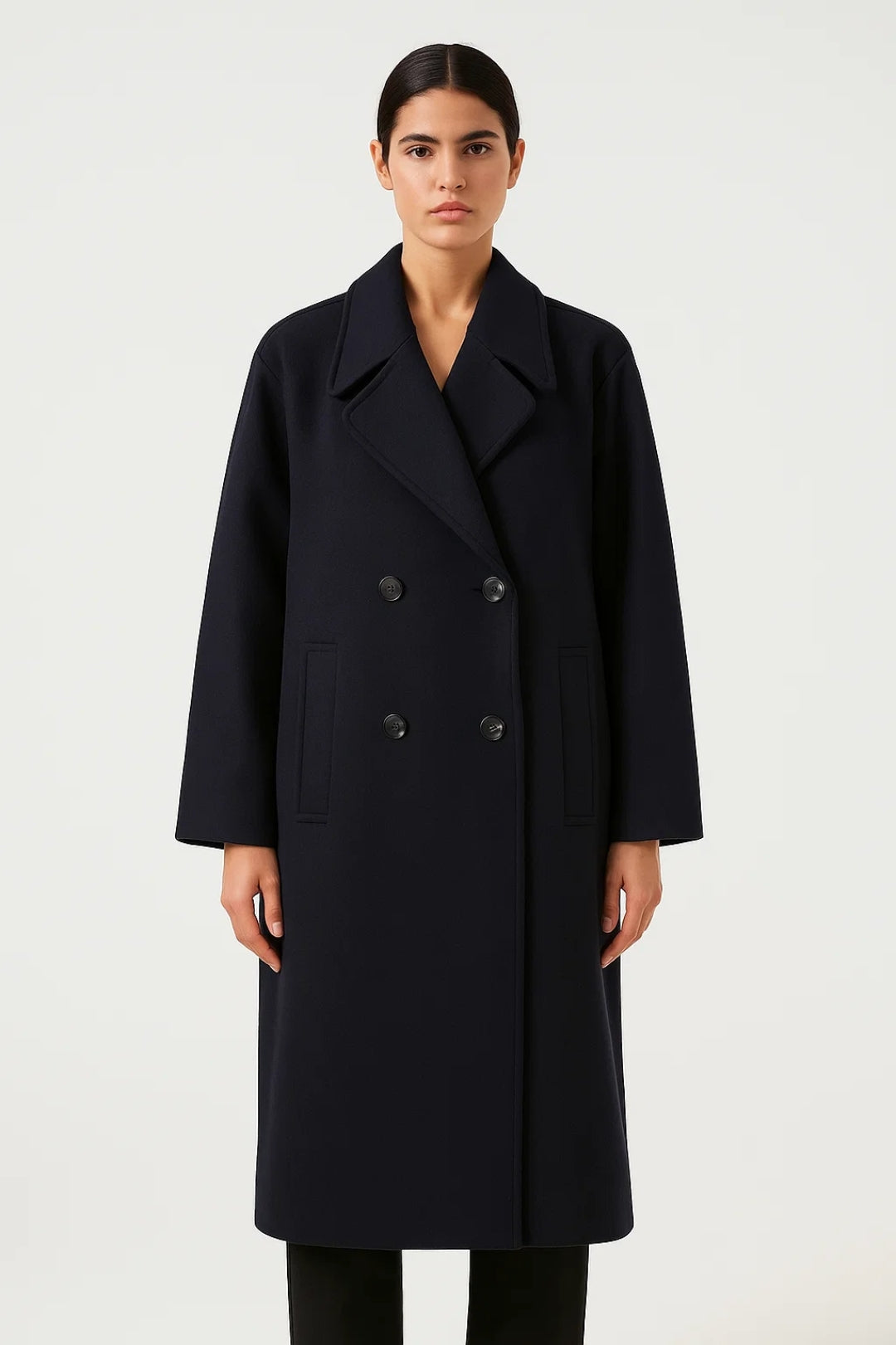 Manteaux | Manteau Long Croisé | Minimaliste | Intemporel