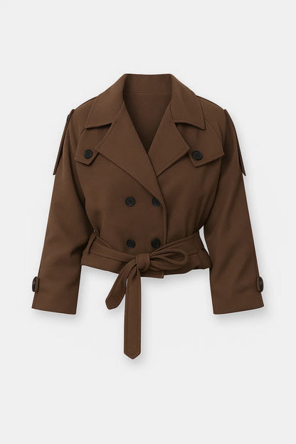Manteaux | Trench Court Croisé avec Ceinture | Élégant | Essentiel