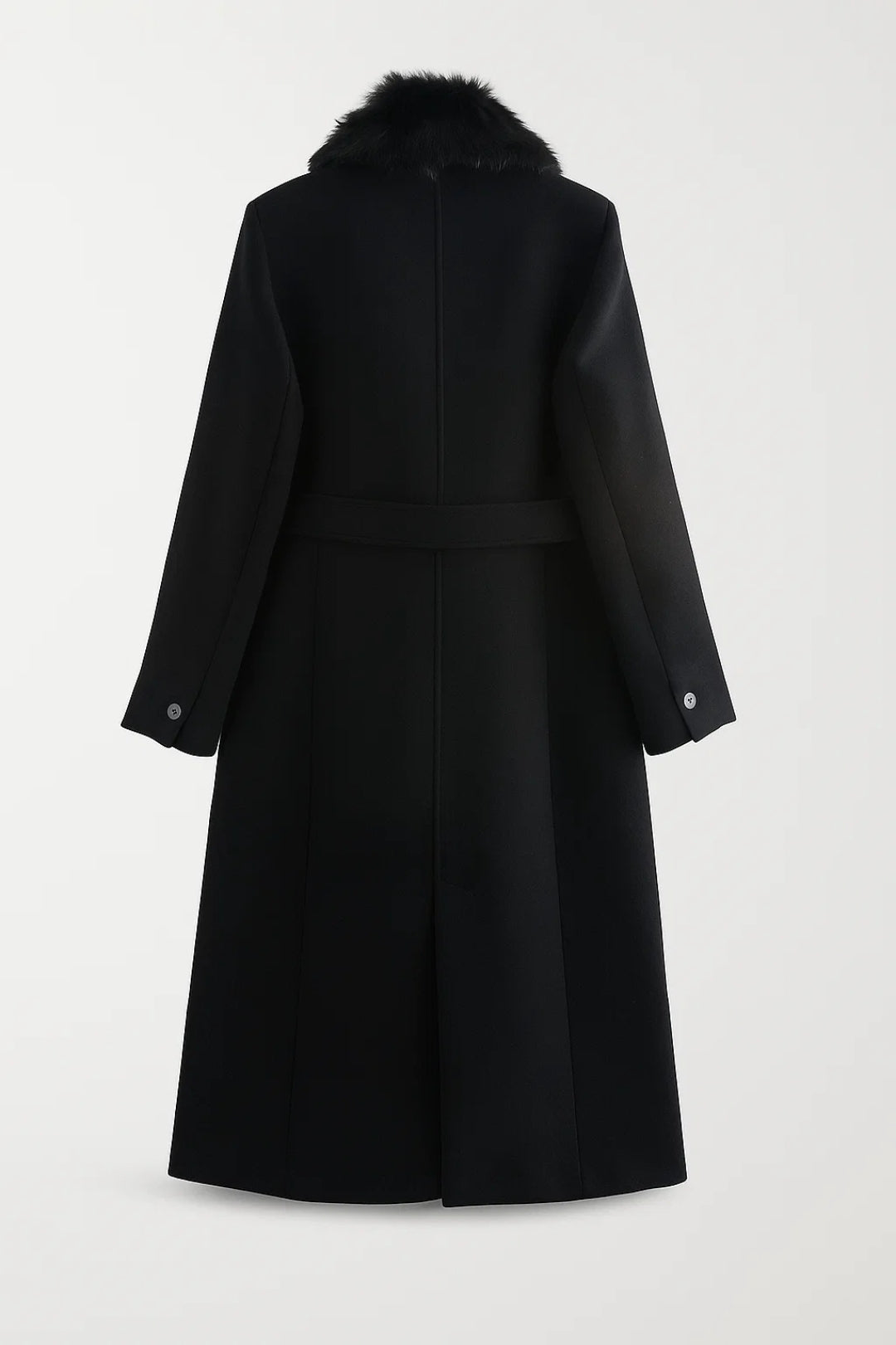 Manteaux Élégants | Manteau long ceinturé à col en fausse fourrure | Chaud et Intemporel