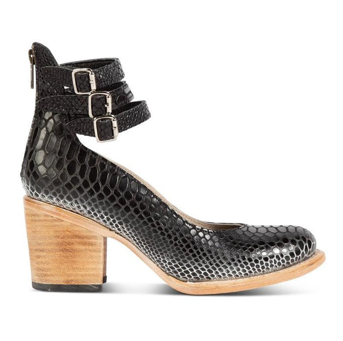 Margaux - Chaussures Orthopédiques Femme Vintage à Triple Bride Cheville et Talon Bloc Bois