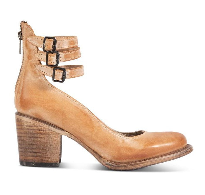Margaux - Chaussures Orthopédiques Femme Vintage à Triple Bride Cheville et Talon Bloc Bois