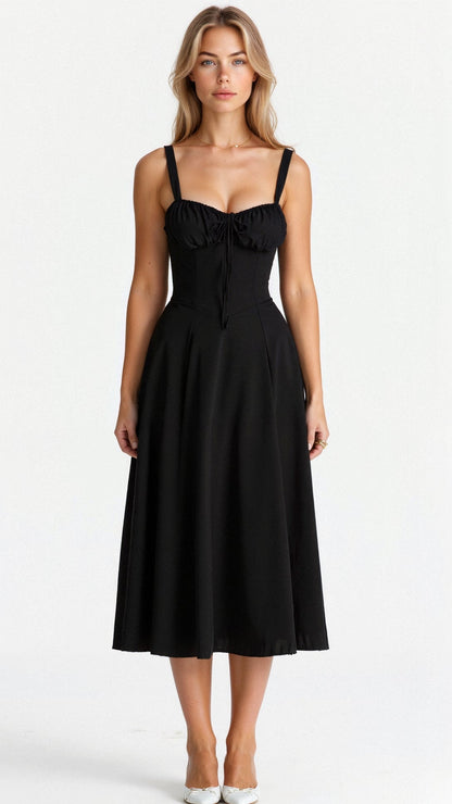 Margaux - Robe Invitée Mariage Femme Romantique Bustier Fleuri avec Fente Midi