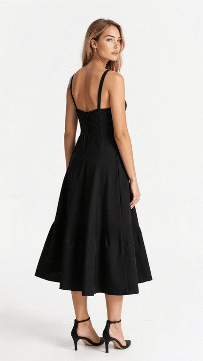 Margaux - Robe Invitée Mariage Femme Romantique Bustier Fleuri avec Fente Midi