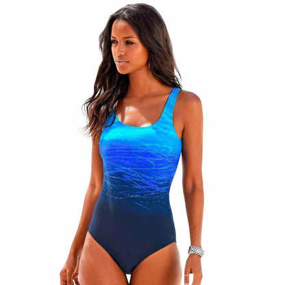 Marion - Maillot de Bain Une Pièce Femme Chic à Encolure Ronde avec Dégradé de Couleurs