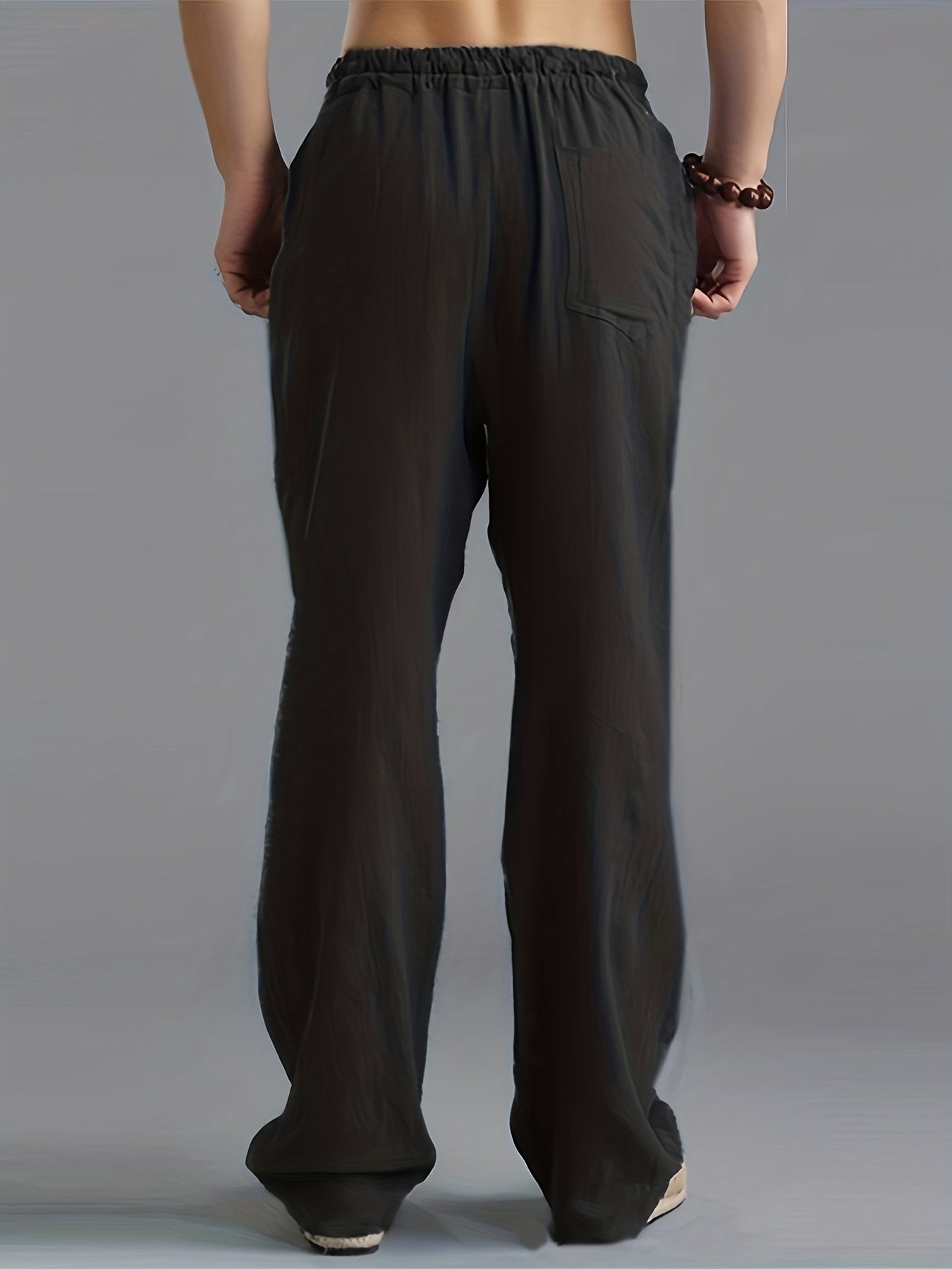 Antoine - Pantalon en Lin Homme Décontracté avec Taille Élastiquée et Coupe Fluide