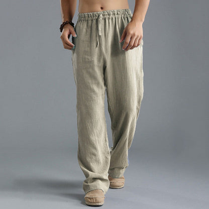 Antoine - Pantalon en Lin Homme Décontracté avec Taille Élastiquée et Coupe Fluide